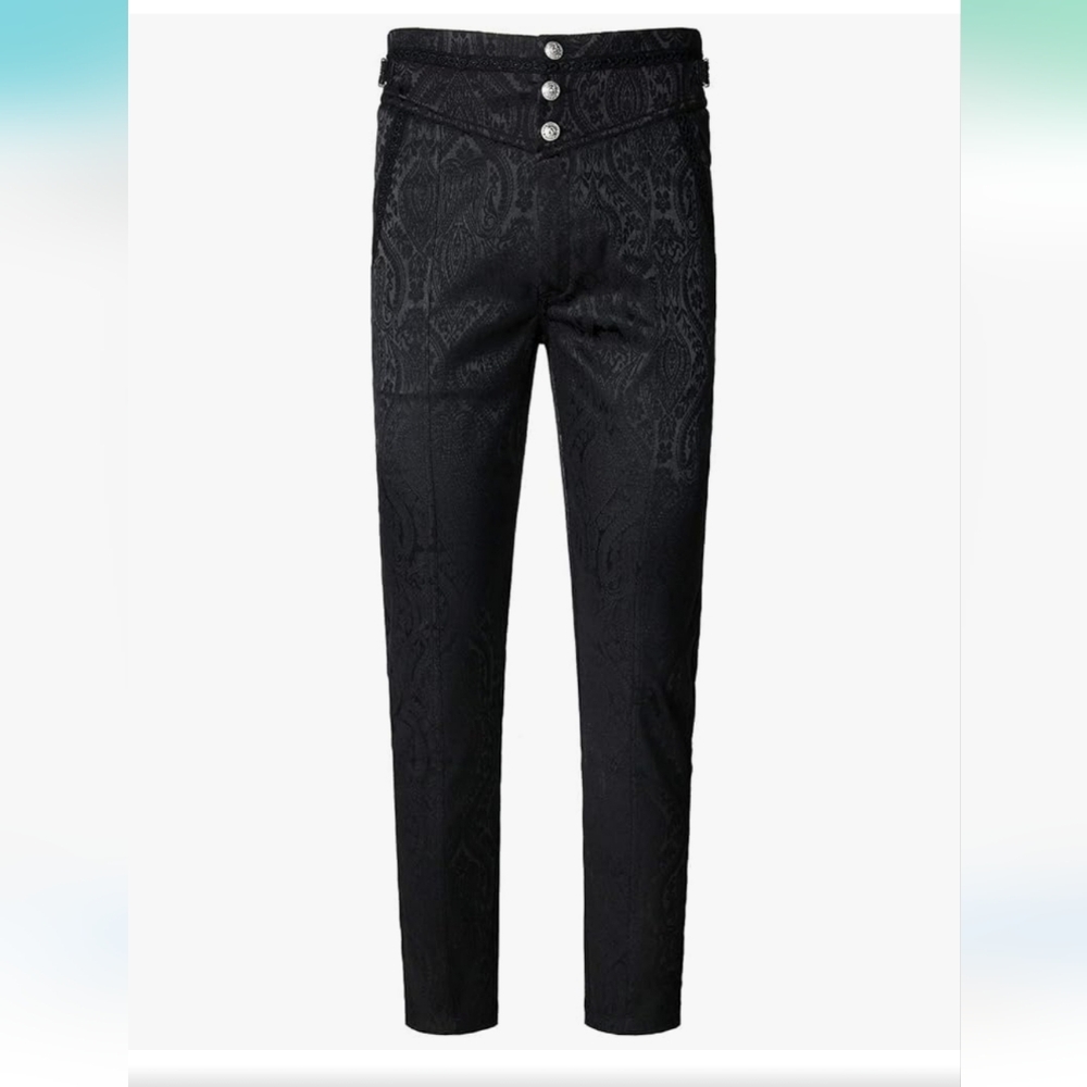 Men's Black Patterned Jeans